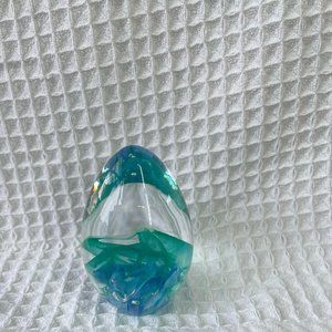 Glass Hand Blown Vintage Paperweight Contemporary Egg shaped